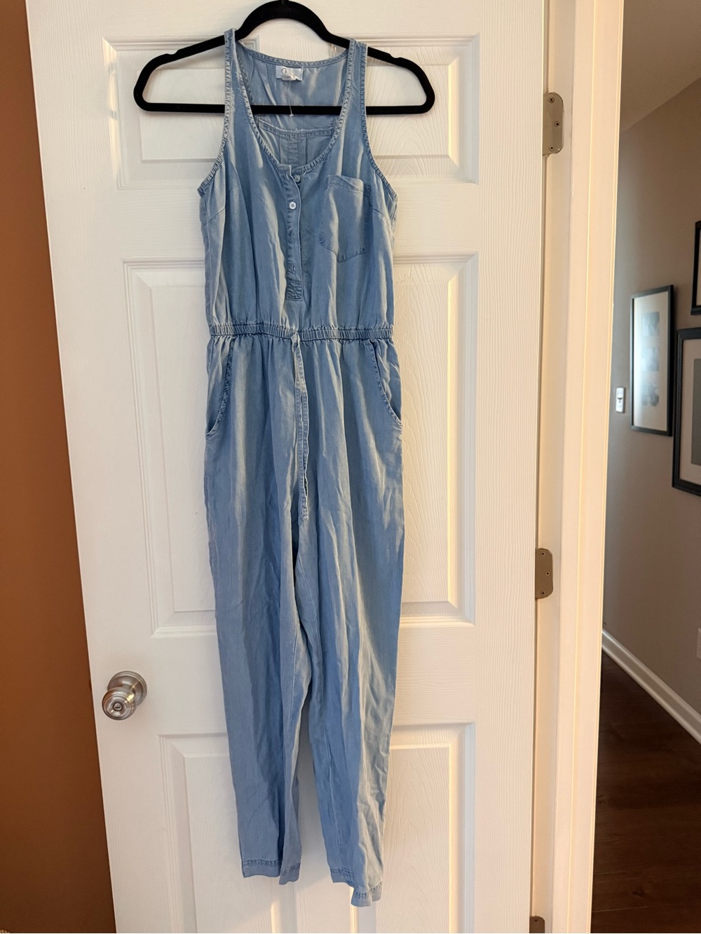 Light Blue Sleeveless Denim Jumpsuit - Casual Romper